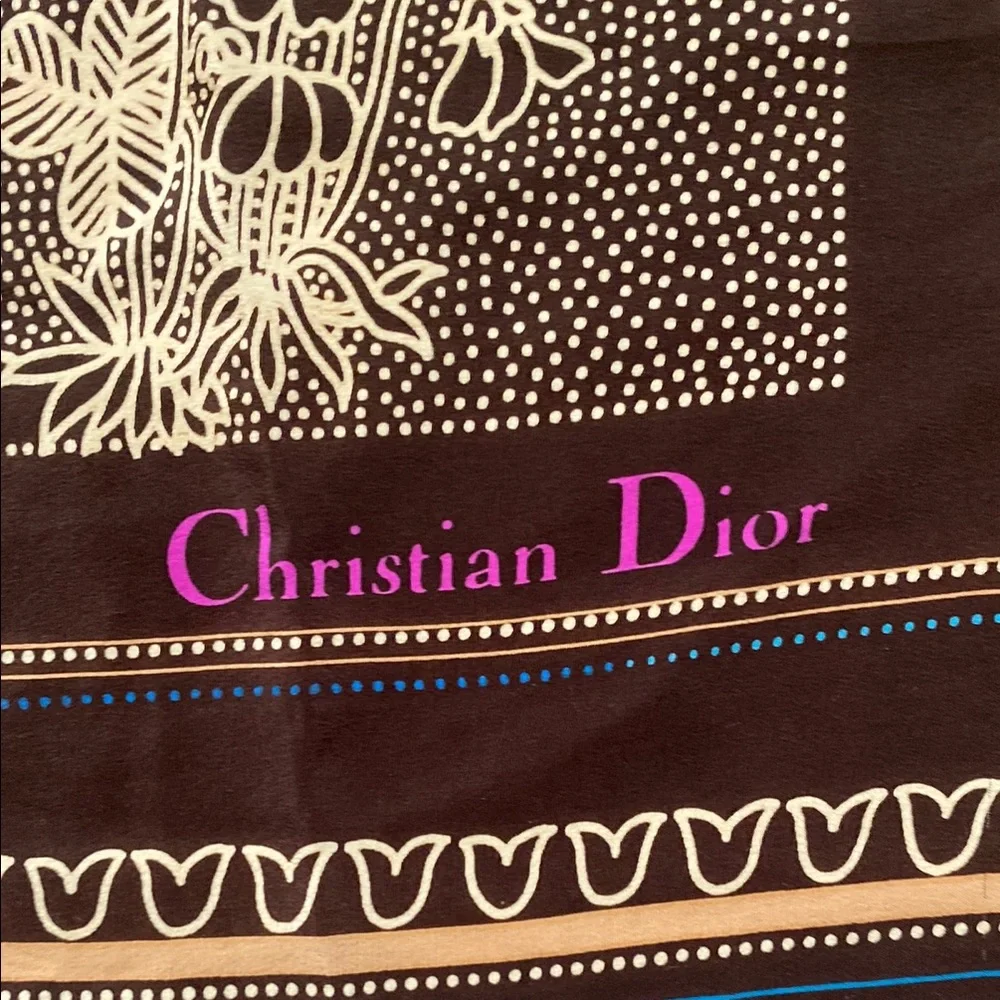 Dior Brown and Cream Floral Scarf